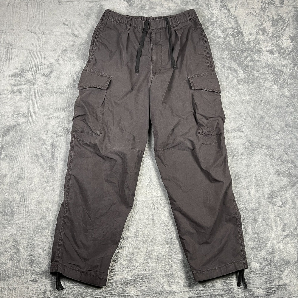 Uniqlo Wide Parachute Cargo Pants Men Small Charcoal Gray Loose Fit Straight Leg